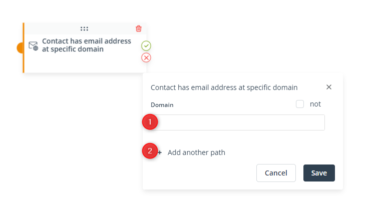 condition contact has emal address at specific domain