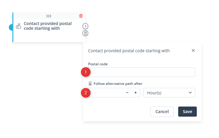 Contact provided postal code starting with